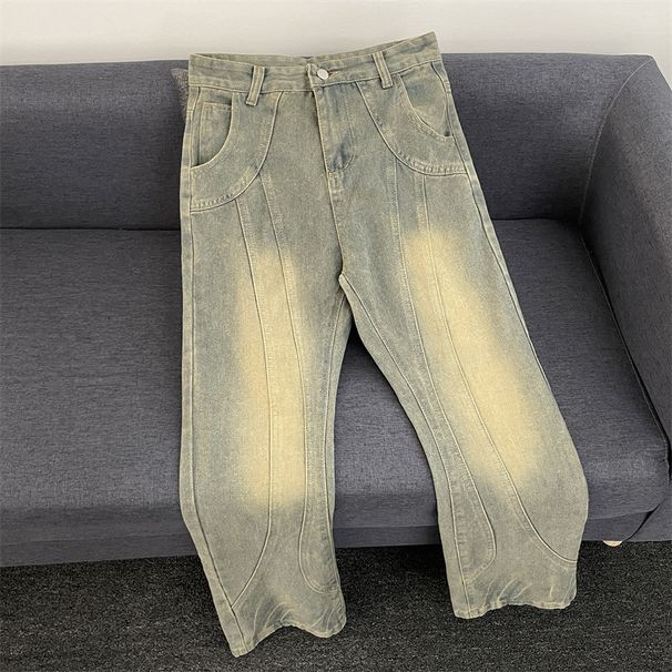 Men's Heavyweight Deconstructed Jeans – Oversized 90s Baggy Denim Pants With Distressed Wash (S-3XL, Clay Wash)_mkmklike.com