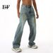 EF JEANS | 2024 New European And American Retro Washed Pattern Old Straight Washed Loose Wide-leg Pants Jeans_mkmklike.com