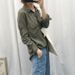 Chicco Tencel Long Sleeve Shirt Vintage Thin Loose Slimming Plus Size Denim Top Women Army Green Versatile_mkmklike.com