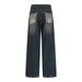Post-apocalyptic Style Washed Vintage Straight-leg Jeans For Men High Street Trend Back Pocket Design Sense Personality_mkmklike.com