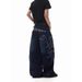 Lightning Bolt Embroidered Distressed Jeans - Baggy Wide-Leg Men's Pants With Washed Vintage Look (S-XXXL, Summer Streetwear)_mkmklike.com