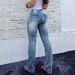 Women's Clothing Women's Retro Embroidered Patchwork Flared Denim Trousers Stretch Pocket Washed Look For Formal & Casual For Women_mkmklike.com