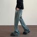 Cleanfit Vintage Washed Jeans - High Street Distressed Denim Pants For Men & Women, Straight To Slight Flare, Retro Blue_mkmklike.com