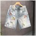 Men's Retro Distressed Straight Leg Denim Shorts Casual Loose Fitting Wide Leg Mid Length Pants Trendy Versatile Summer Wear_mkmklike.com