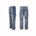 Vintage Distressed Patchwork Denim Jeans With Colorful Stone Studs - High Street Straight Leg Casual Pants For Men & Women_mkmklike.com