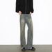 Streetwear Vintage Washed Jeans – Hand-Painted Graffiti Straight-Leg Bootcut Denim Pants For Men & Women_mkmklike.com