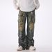 Men's Clothing American Style Multi Pocket Distressed Zipper Wide Leg Jeans For Men Loose Straight Leg Drape Motorcycle Niche_mkmklike.com