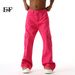 EF JEANS | 2024 New American Solid Color Large Pocket Overalls Rose Casual Loose Straight Jeans_mkmklike.com