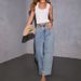 Women's High Waist Flared Denim Jeans - Loose Fit Wide Leg Palazzo Pants With Pockets - Comfortable Stretch Cotton Blend For Casual Streetwear_mkmklike.com