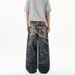 Men's Vintage Denim Pants With 3D Candy Chain Print - Streetwear High Waist Straight Leg Jeans For Casual Fashion_mkmklike.com