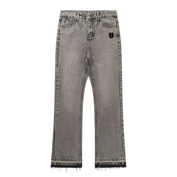 Men's Clothing Men's Washed Vintage Jeans With Tasseled Cuffs And Color Blocked Details, US Embroidered Style._mkmklike.com