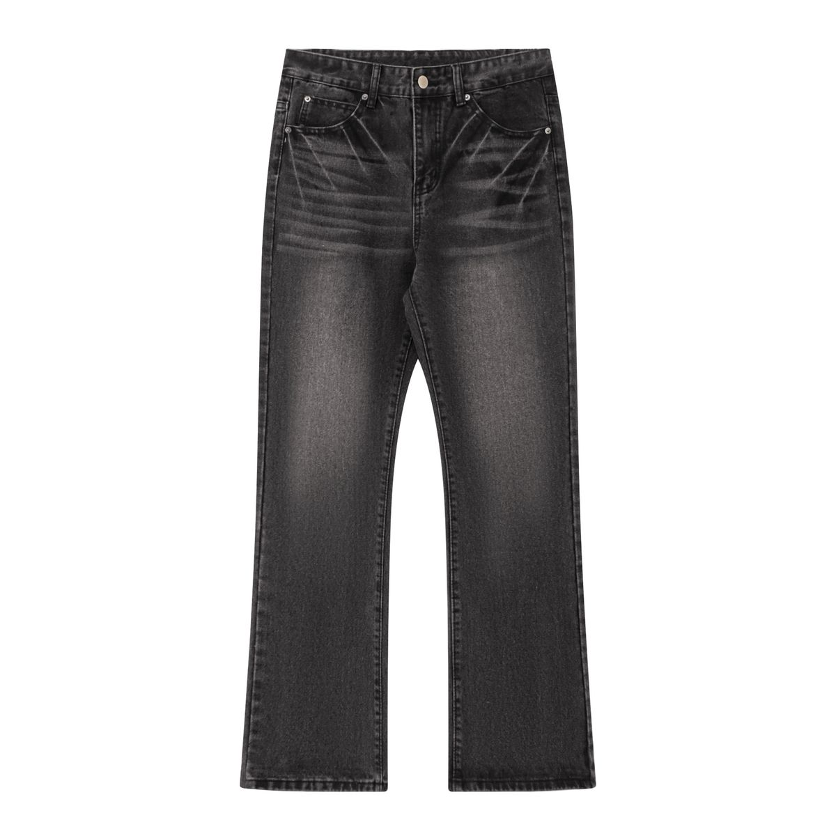 Men's Clothing Hot Selling Denim American High Street Lightning Pattern Jeans Cleanfit Long Pants Men's Dirty Washed Micro La Black Bull_mkmklike.com