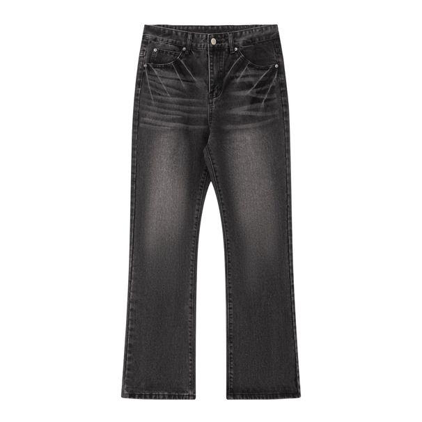 Men's Clothing Hot Selling Denim American High Street Lightning Pattern Jeans Cleanfit Long Pants Men's Dirty Washed Micro La Black Bull_mkmklike.com