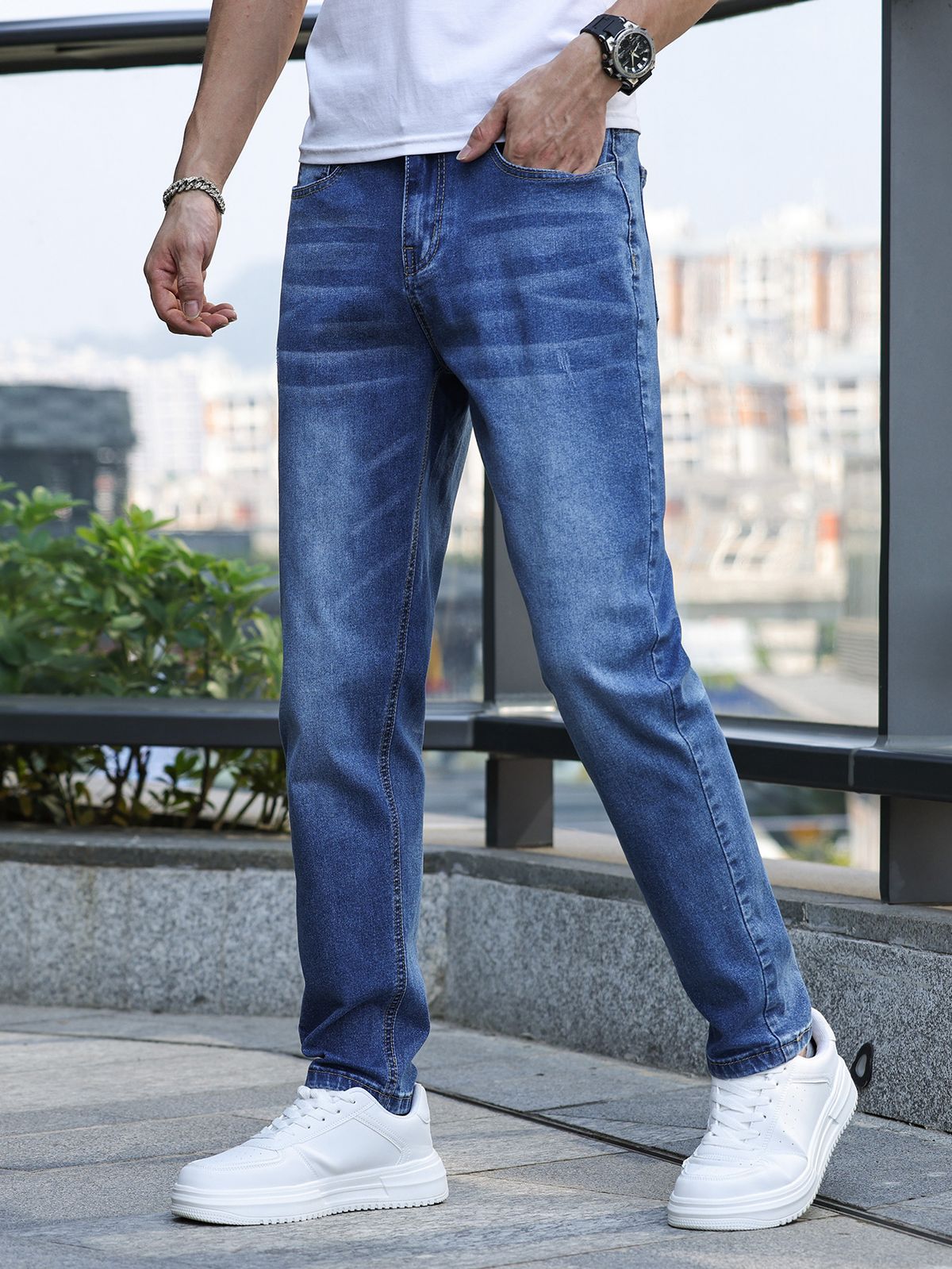 Men's Clothing Stretch Slim Jeans Golden Classic Three Colors Hot Style_mkmklike.com