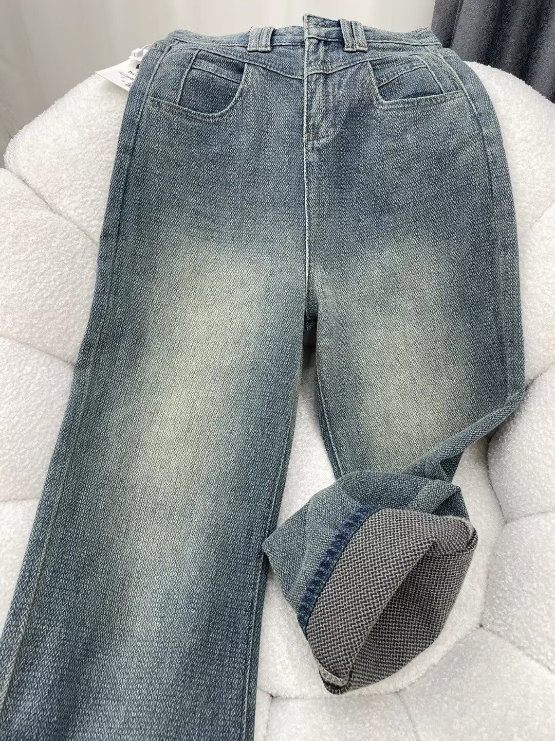 Starry Sky Pattern Wheat Ear Jeans For Women, Autumn And Winter Style, Plus Size, Pear-Shaped Body, High Waist,_mkmklike.com