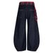 Spring And Autumn New Plaid Straps American Retro Scimitar Jeans Men And Women Loose Couple Versatile Casual Trousers Tide_mkmklike.com