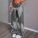 Women's Star Patchwork Heavy Duty Washed Denim Jeans Retro American Frayed Edges Wide Straight Leg Design_mkmklike.com
