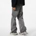 Men's Casual Wide Leg Trousers American Style Monkey Design Flared Jeans Black/Gray Versatile Washed Denim Midweight Cotton_mkmklike.com