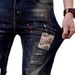 Cross-border New Fashion Niche Design Jeans Men's Holes, Ink Splashing Paint Trendy Brand Slim-fitting Small Feet Pants Men_mkmklike.com