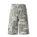 Men's Style Washed Loose Wide Leg Casual Shorts Camouflage Pocket Workwear Cropped Pants_mkmklike.com
