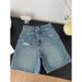 Women's Clothing Retro American Blue Ripped Jeans High Waist Wide Leg Straight Mid Length Trendy Summer Style For Women_mkmklike.com
