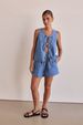 K Fashionable And Casual Sleeveless Lace Up High Waisted Women's Vest Denim Suit Shorts_mkmklike.com