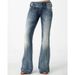 Women's Clothing Retro Side Button Mid Waist Slightly Flared Jeans_mkmklike.com