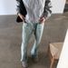 Men’s Ice Blue Distressed Jeans – Vintage Cat Whisker & Scratch Washed Denim With Flared Straight Cut (M-XXL)_mkmklike.com