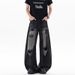 Spring/Summer New Retro Ripped Jeans Loose Fit Distressed Washed Wide Leg Pants Street Style For Men And Women_mkmklike.com