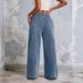 Women's Clothing Vintage Wide Leg Jeans For Women – High Waist, Relaxed Fit, Flared Trousers With Washed Denim & Beaded Details_mkmklike.com