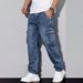 Cross-border American High Street Style Cool Retro Multi-pocket Workwear Jeans, Spring And Autumn Loose Straight Casual_mkmklike.com