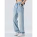 Summer Thin Lyocell Tencel Jeans Men's American Loose Hanging Straight Leg Pants_mkmklike.com