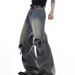 Pulse European And Niche Retro Distressed High-Waisted Three-Dimensional Patchwork Design American High Street Trendy Brand_mkmklike.com