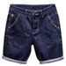 Men's Summer Thin Elastic Denim Shorts Plus Size Light Color Slim Fit Straight Leg Mid Length Casual Riding Pants_mkmklike.com