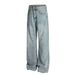 Men's Style Straight Leg Jeans - Classic Washed Denim Pants For Casual & Streetwear (Wholesale Available)_mkmklike.com