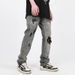 Vintage Washed Black Patch Ripped Jeans For Men | Distressed Straight-Leg Trousers | S-XXXL_mkmklike.com