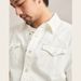 Men's Clothing Long Sleeved Ivory Washed Denim Shirt Button Decoration Pure Cotton Retro Slim Denim Shirts_mkmklike.com