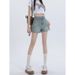 Retro High Waist Ripped A-Line Denim Shorts for Women Summer Style Thin Loose Slimming Light Color plus Size Hot Pants for Chubby Girls_mkmklike.com