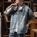 Large Size Men's Spring And Autumn New American Retro Denim Jacket Men's High Street Plus Fat Plus Size Loose Denim Jacket_mkmklike.com