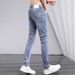 Men's Slim Fit Stretch Denim Jeans High End Trendy Versatile Low Waist Blue Long Pants Spring Style Polyester_mkmklike.com