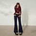 YC&American Retro Hot Girl Low-Waist Double-Buckle Slim Flared Versatile Autumn-Winter Stretch Denim Pants For Women New_mkmklike.com