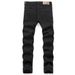 Men’s Black Distressed Jeans – High Street Style, Straight-Leg, Star Patch Denim Pants (28-36, Non-Stretch Cotton)_mkmklike.com