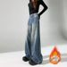 LiLi Apparel Women's Fleece-Lined Starry Galaxy Rhinestone Wide-Leg Jeans 2026 Winter High-Waisted High-End Floor-Length_mkmklike.com