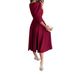 Women's Clothing solid color V neck waist bubble three quarter sleeves swing dress long_mkmklike.com