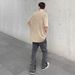 "Men's Distressed Color Block Splash Ink Jeans - Trendy Straight Cut High Street Style Comfort Fit Denim Pants"_mkmklike.com