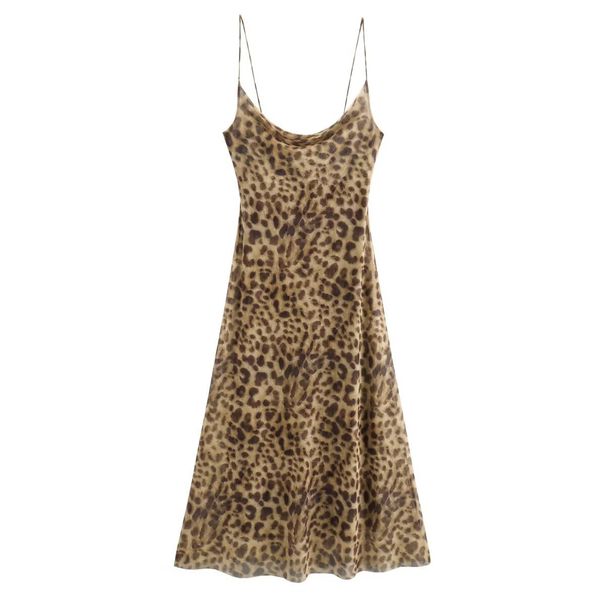 women's suspender skirt backless leopard print dress _mkmklike.com