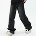 Men's Premium Heavyweight Distressed Denim Jeans Relaxed Fit High Street Wide Leg Straight Pants Vintage Wash_mkmklike.com