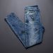 Men's Slim Fit Stretch Denim Jeans With Print Design, Tapered Leg, Comfortable Blue Jeans For Casual Wear_mkmklike.com