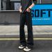 Black Stretchy Curved Hem Jeans For Men, Leg-lengthening, American High Street Vibe Pants, Straight Narrow Fit, Slightly_mkmklike.com
