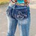 Embroidered Ponytail High Waisted Stretch Denim Straight Leg Trousers Washed Cotton Casual Office Lady Jeans_mkmklike.com